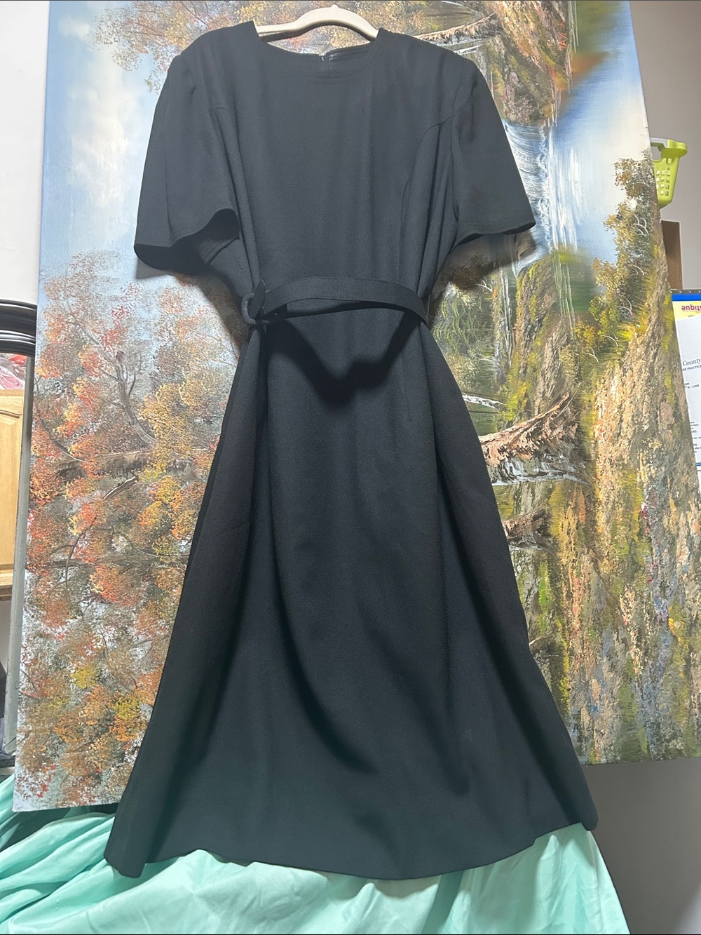HEURY LEE Black Midi A-Line Dress .